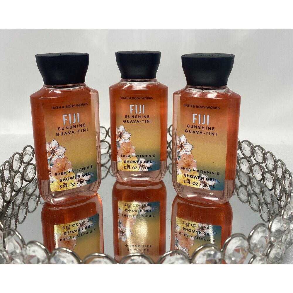 3 BATH & BODY WORKS FIJI SUNSHINE GUAVA TINI SHEA + VITAMIN E SHOWER GEL TRAVEL